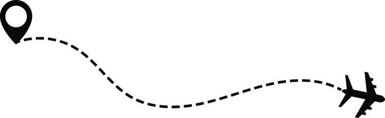 air plane route dash line route with location. dotted flight path. downloadable graphics for travel and navigation design. Plane routes dotted paths aircraft travel route