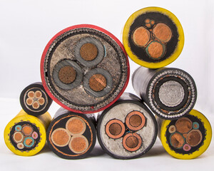 Cross section of high-voltage cable, polymer insulation 
