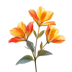 Elegant orange wildflowers with delicate petals and intricate veins, isolated on white background. Perfect for botanical, floral, and nature designs.
