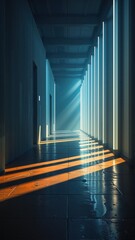 Fototapeta premium Sunlight Streaming Through a Long Corridor