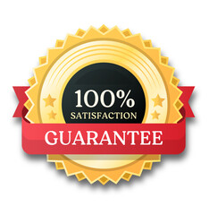 Satisfaction Guarantee Seal: An elegant, golden emblem declaring a 100% satisfaction guarantee, a bold statement of commitment, ideal for e-commerce.