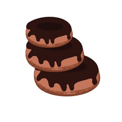 Delicious donut Chocolate Cake on White Background