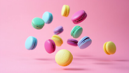 Colorful Easter eggs scattered on pink and white backgrounds resembling candy or pills