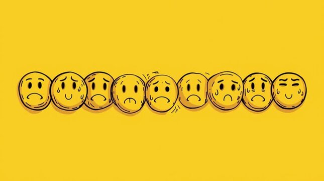 Funny emoji expressions swapping rapidly on a single face: 😐➡️😲➡️🥳➡️😭, looping reaction animation