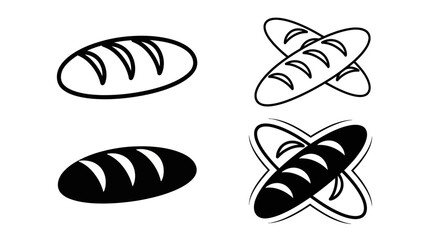 Artisanal bread Set: A collection of handcrafted bread outlines in various arrangements, perfect for illustrating bakery concepts. Clean, minimalistic lines emphasize the simple, rustic charm.