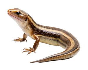 Obraz premium A detailed close up of a striped skink reptile isolated on transparent background