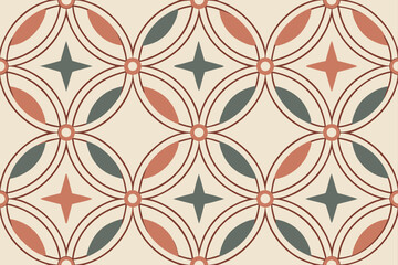 Geometric Pattern With Circles And Stars seamless mid century