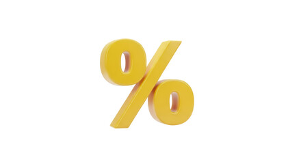 Yellow Percentage Symbol on Transparent Background for Financial and Business Concepts