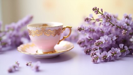 cup of tea with flowers
