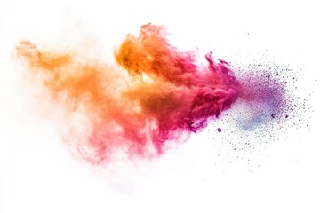 Fototapeta premium High-speed photography of colored dust exploding, floating particles on white