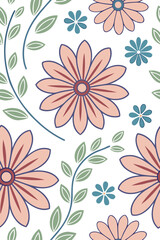 Peach and blue floral pattern green