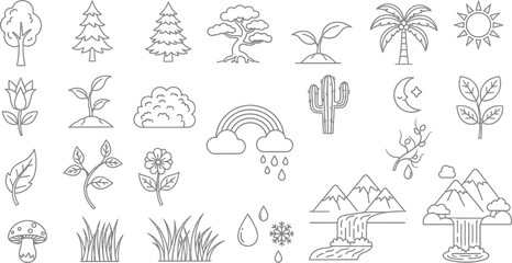 Vector icon set of nature elements
