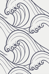 Fototapeta premium Stylized Ocean Waves Pattern water seamless