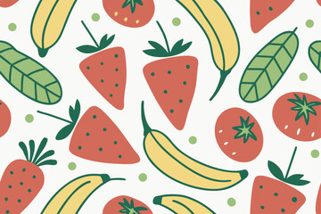 Vibrant fruit pattern strawberry banana