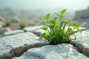 green plant on the stone