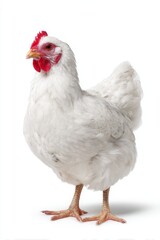 Back Of Chicken. Closeup Portrait of White Hen Isolated on White Background
