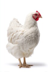 Back Of Chicken. Isolated Portrait of White Hen in Studio Closeup Shot