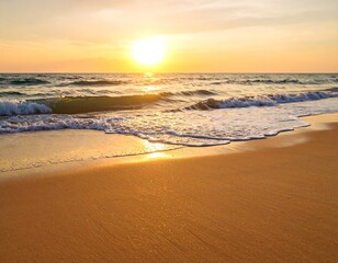 Golden sunset over a sandy beach