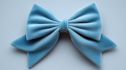 Bow Tie Clip Art. Beautiful Sky Blue Velvet Hair Bow Accessory for Girls and Women