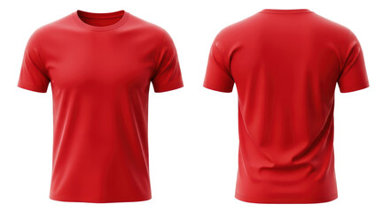 Red T Shirt Front and Back View on Transparent Background