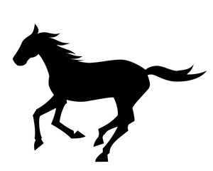 走る馬のシルエット　2026年の年賀状イラスト素材　干支の午の和風デザイン素材