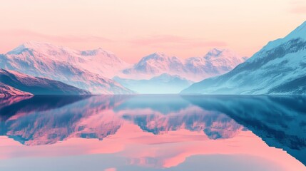 AI-generated lake and mountain landscape with calm water