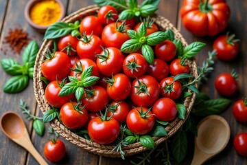 cherry tomatoes in a basket