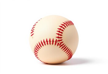 A bright, red softball, perfectly centered, against a pure white background,  white background,  sport