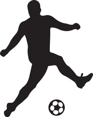Dynamic Silhouette of a Soccer Player Kicking a Ball with Precision and Power on a White Background Displaying Skill and Athleticism