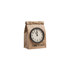 Time Flies Clock in a Paper Bag - Conceptual Still Life Photography