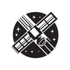satellite vector silhouette clip art logo design illustration