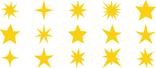 Shine star sparkle vector with yellow star icon set .Decorative twinkle and bursts forms, abstract shining flash symbols shapes vector set. eps 10