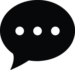 Fototapeta premium Simple black silhouette of a speech bubble with three pulsing dots indicating activity or waiting