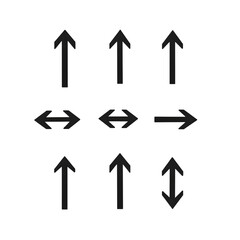 Directional arrows point up, down, left, and right on a transparent background, indicating movement and navigation concepts with simple, modern design.