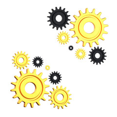Cluster Cogs 3D Icon Black and Gold Design