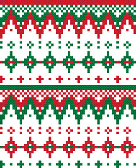 Christmas holiday seamless knit pattern with red and green festive design