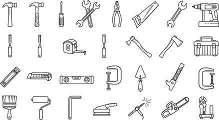 Vector icon set of hand tools