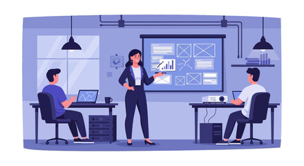 Presentation Of Business Data For The Team In Office Meeting Illustration
