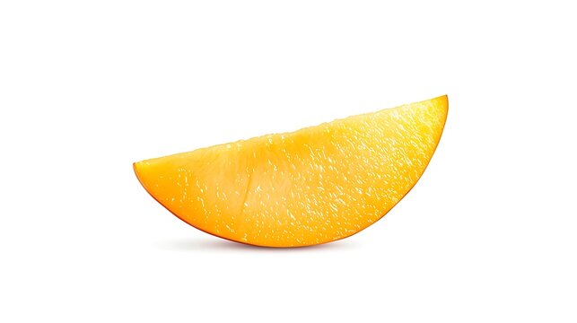 A vibrant slice of ripe mango isolated on a clean white background