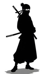 A vector silhouette of a warrior person with a sword or rifle and a woman soldier with a weapon