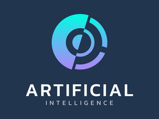 Artificial intelligence with Robot Eye movement data scanning network security technology Analysis logo vector design concept. AI technology logotype symbol for advance technology, tech company, ui.