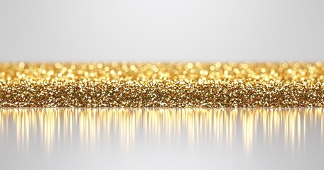Sparkling gold glitter surface with soft light reflection