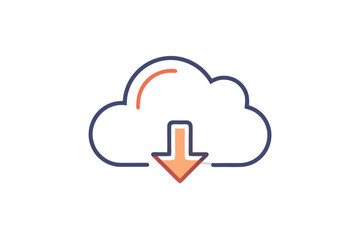 Cloud Download Minimal Thin Line Icon
