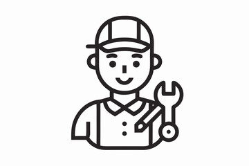 plumber cap simple thin line icon symbol