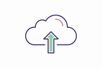 cloud upward arrow thin line icon symbol
