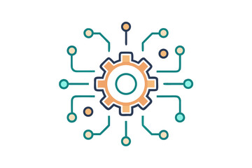 gear circuit lines icon thin line