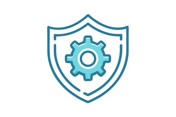 shield gear system icon thin line