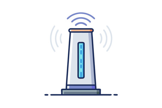 wifi router emitting signal, flat design clip art preview