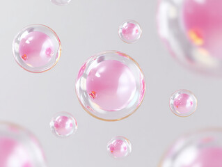 pink soap bubbles on black. Generative AI