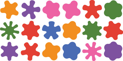 Collection of Colorful Irregular Star Shapes, Bright Hues